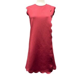 Ted Baker London Jasmint Scalloped Trim Shift Dress Burgundy Red‎ Size 0 (XS)